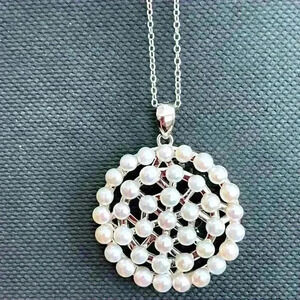 Splendid Pearls Rhodium Plated .925 Sterling Silver 3mm White Pearl 17” Necklace